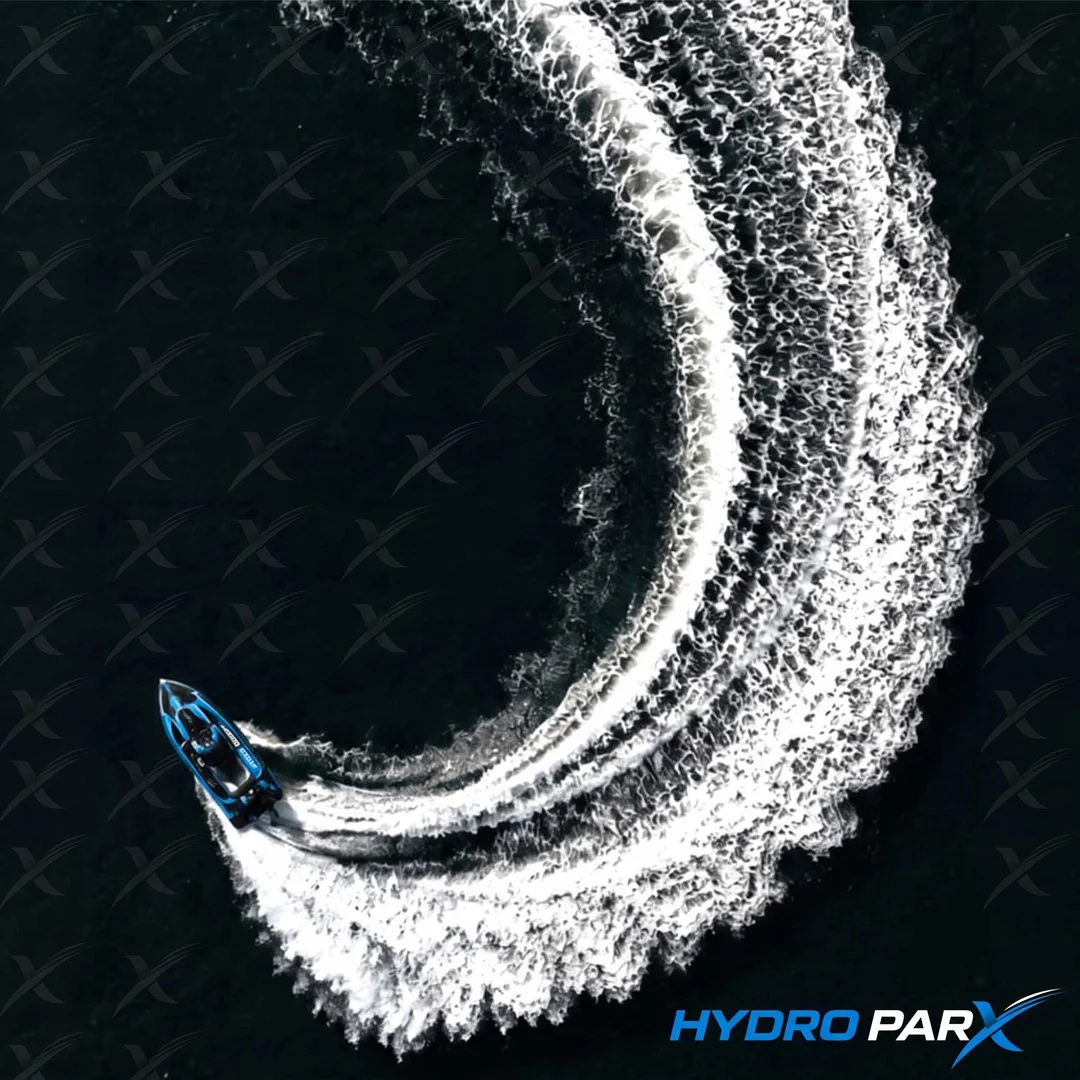 Fleet of HydroParx electric water karts at aquatic resort